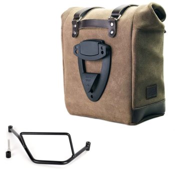 Sacoche latérale Scram en croûte de cuir 22L-30L + Cadre droit de la BMW F450GS