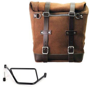 Sacoche latérale Scram en croûte de cuir 22L-30L + Cadre droit de la BMW F450GS
