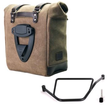 Sacoche latérale Scram en croûte de cuir 22L-30L + Cadre gauche de la BMW F450GS