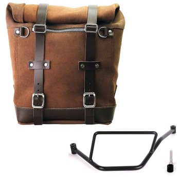 Sacoche latérale Scram en croûte de cuir 22L-30L + Cadre gauche de la BMW F450GS