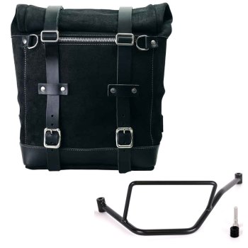 Sacoche latérale Scram en croûte de cuir 22L-30L + Cadre gauche de la BMW F450GS