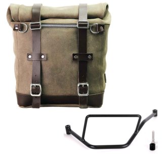 Sacoche latérale Scram en croûte de cuir 22L-30L + Cadre gauche de la BMW F450GS