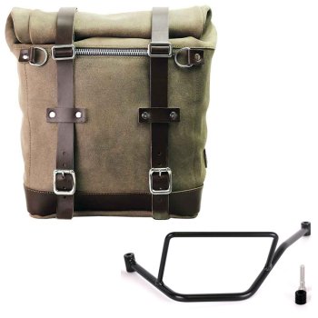 Sacoche latérale Scram en croûte de cuir 22L-30L + Cadre gauche de la BMW F450GS