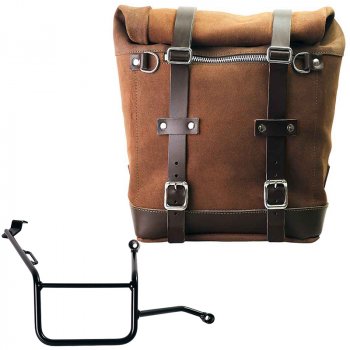 Sacoche latérale Scram en croûte de cuir 22L-30L + Cadre droit de la BMW F900GS