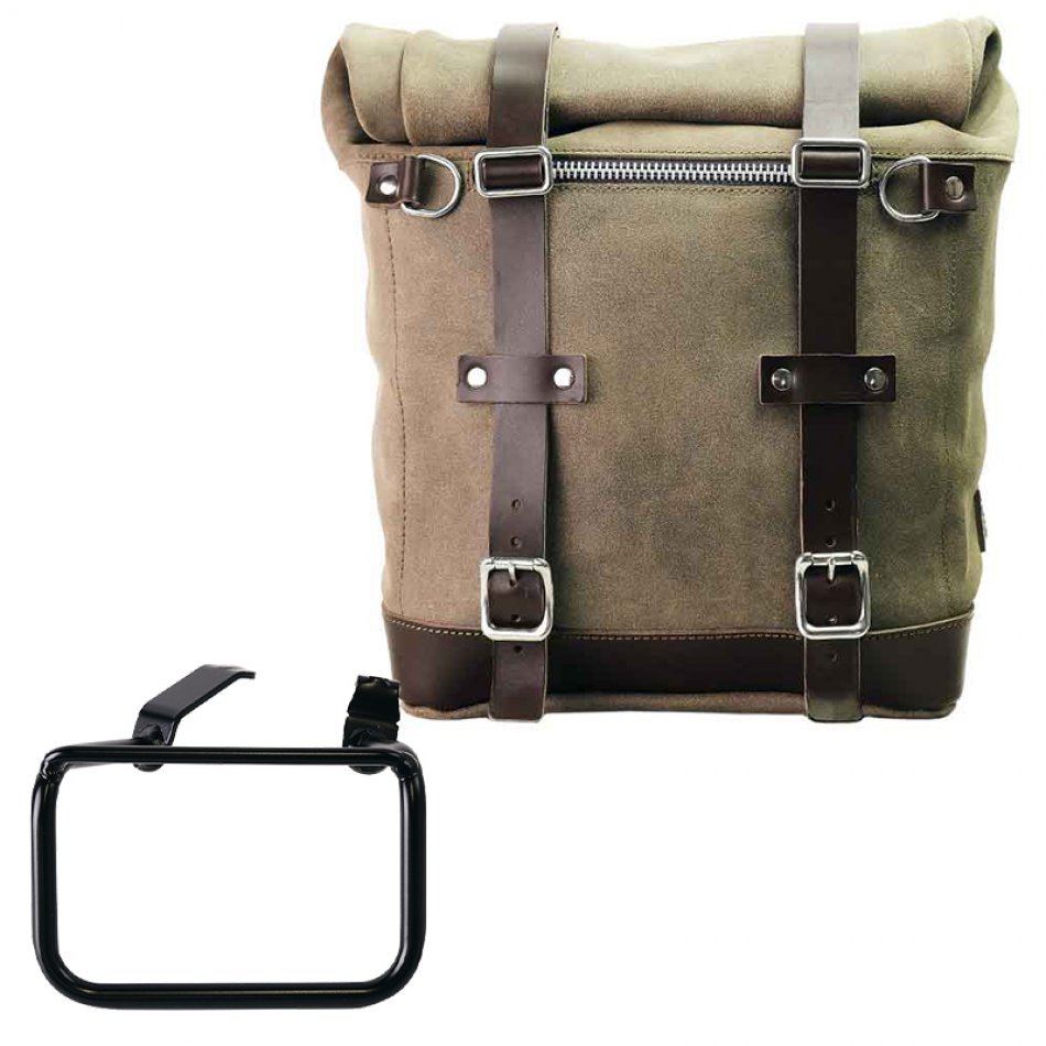 Sacoche latérale Scram en croûte de cuir 22L-30L + Cadre droit de la BMW R12 G/S