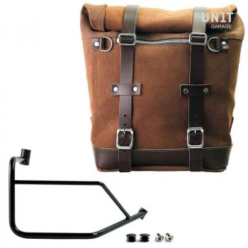 Sacoche Scram 22L-30L en croûte de cuir + cadre droit Ducati DesertX