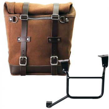 Sacoche latérale Scram en croûte de cuir 22L-30L + Cadre gauche pour Honda CRF1100L Africa Twin et Adventure Sports (à partir de 2024)