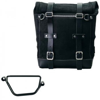 Sacoche latérale Scram en croûte de cuir 22L-30L + Cadre droit Honda GB350S