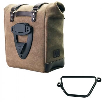 Sacoche latérale Scram en croûte de cuir 22L-30L + Cadre gauche Honda GB350S