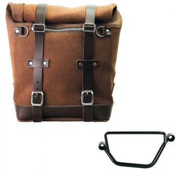 Sacoche latérale Scram en croûte de cuir 22L-30L + Cadre gauche Honda GB350S