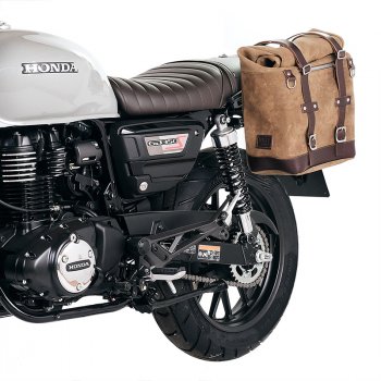 Sacoche latérale Scram en croûte de cuir 22L-30L + Cadre gauche Honda GB350S