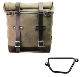 Sacoche latérale Scram en croûte de cuir 22L-30L + Cadre gauche Honda GB350S