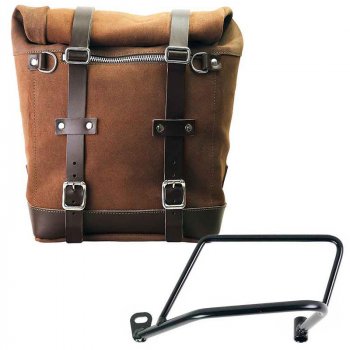 Sacoche latérale en cuir fendu Scram 22L-30L + cadre gauche Kawasaki Z900RS