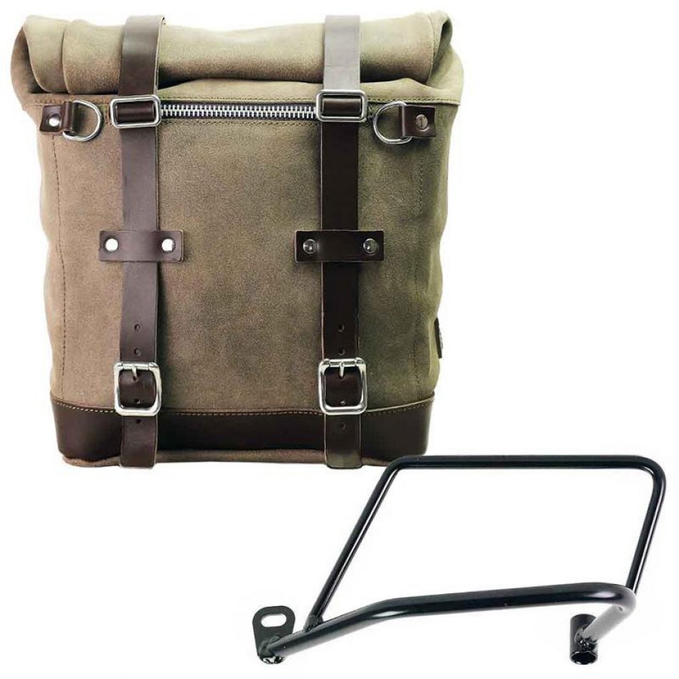 Sacoche latérale en cuir fendu Scram 22L-30L + cadre gauche Kawasaki Z900RS