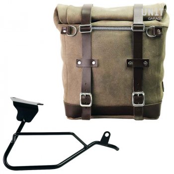 Sacoche latérale Scram en croûte de cuir 22L-30L + Cadre droit Moto Guzzi V100 Mandello
