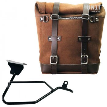 Sacoche latérale Scram en croûte de cuir 22L-30L + Cadre droit Moto Guzzi V100 Mandello