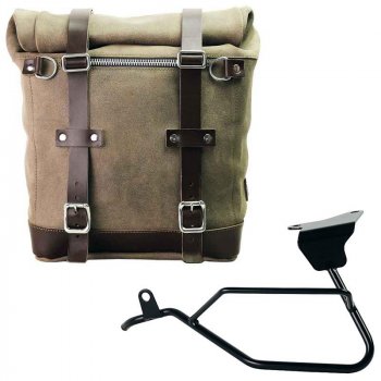 Sacoche latérale Scram en croûte de cuir 22L-30L + Cadre gauche Moto Guzzi V100 Mandello