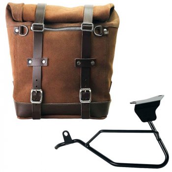Sacoche latérale Scram en croûte de cuir 22L-30L + Cadre gauche Moto Guzzi V100 Mandello