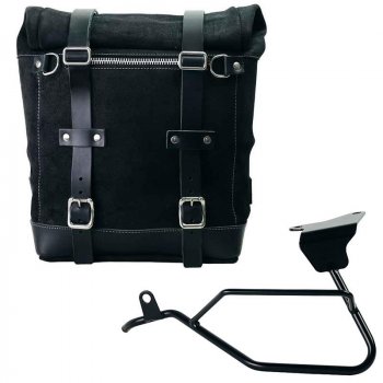 Sacoche latérale Scram en croûte de cuir 22L-30L + Cadre gauche Moto Guzzi V100 Mandello
