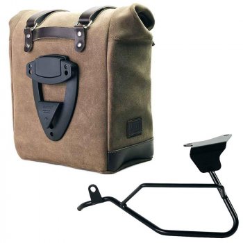 Sacoche latérale Scram en croûte de cuir 22L-30L + Cadre gauche Moto Guzzi V100 Mandello