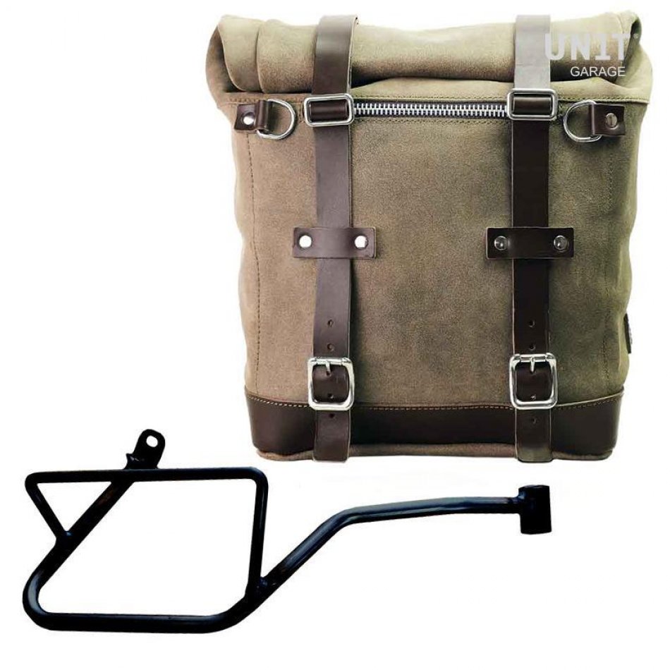 Sacoche latérale Scram en croûte de cuir 22L-30L + Cadre droit Moto Guzzi V7 EURO5 PLUS (à partir de 2025)