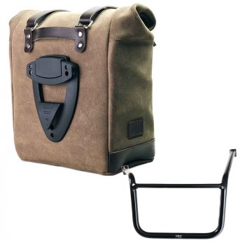 Sacoche latérale Scram en croûte de cuir 22L-30L + Cadre Moto Guzzi V85 TT (à partir de 2024) gauche