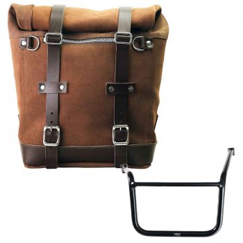 Sacoche latérale Scram en croûte de cuir 22L-30L + Cadre Moto Guzzi V85 TT (à partir de 2024) gauche