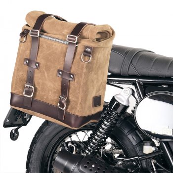 Sacoche latérale Scram en croûte de cuir 22L-30L + cadre Royal Enfield Bear 650