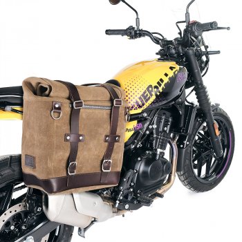 Sacoche Latérale Scram en Croûte de Cuir 22L-30L + Cadre Droit Royal Enfield Guerrilla 450