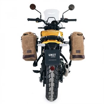 Sacoche Latérale Scram en Croûte de Cuir 22L-30L + Cadre Droit Royal Enfield Guerrilla 450
