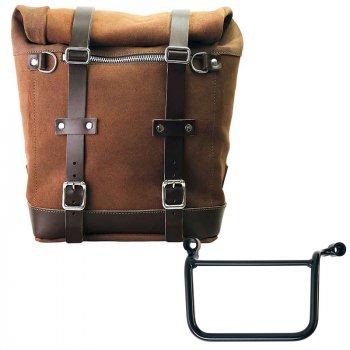 Sacoche Latérale Scram en Croûte de Cuir 22L-30L + Cadre Gauche Royal Enfield Guerrilla 450