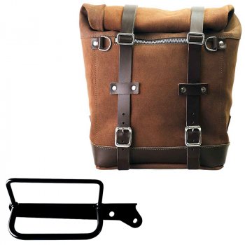 Sacoche latérale Scram en croûte de cuir 22L-30L + Cadre droit Royal Enfield Hunter 350