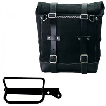 Sacoche latérale Scram en croûte de cuir 22L-30L + Cadre droit Royal Enfield Hunter 350