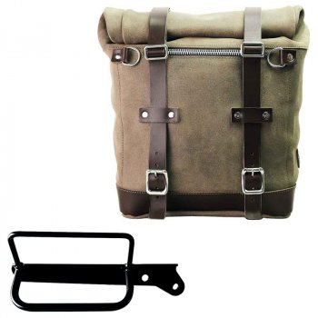 Sacoche latérale Scram en croûte de cuir 22L-30L + Cadre droit Royal Enfield Hunter 350