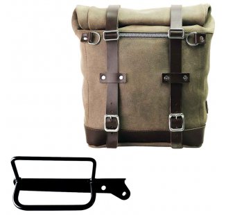 Sacoche latérale Scram en croûte de cuir 22L-30L + Cadre droit Royal Enfield Hunter 350