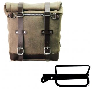 Sacoche latérale Scram en croûte de cuir 22L-30L + Cadre gauche Royal Enfield Hunter 350