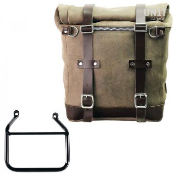 Sacoche latérale Scram en croûte de cuir 22L-30L + Cadre Thriumph Speed 400 & Scrambler 400 X Droit (Uniquement compatible avec notre code d'échappement bas : 4206Low)