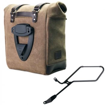 Sacoche latérale Scram en croûte de cuir 22L-30L + Cadre gauche de la Triumph Bonneville Bobber