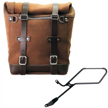 Sacoche latérale Scram en croûte de cuir 22L-30L + Cadre gauche de la Triumph Bonneville Bobber