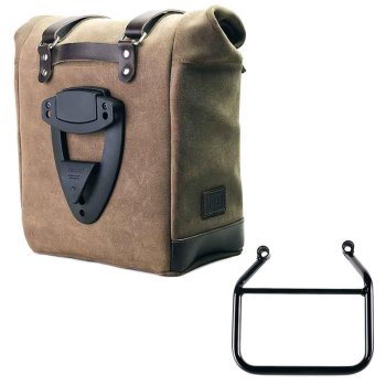 Sacoche latérale Scram en croûte de cuir 22L-30L + Cadre Gauche Triumph Speed 400 & Scrambler 400 X