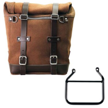 Sacoche latérale Scram en croûte de cuir 22L-30L + Cadre Gauche Triumph Speed 400 & Scrambler 400 X