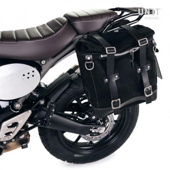Sacoche latérale Scram en croûte de cuir 22L-30L + Cadre Gauche Triumph Speed 400 & Scrambler 400 X
