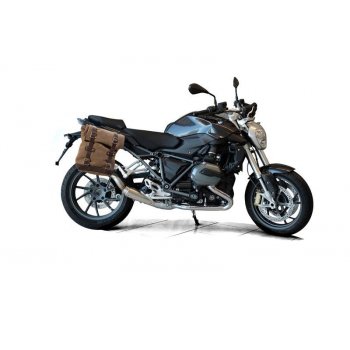 Sacoche latérale en cuir fendu + cadre droit