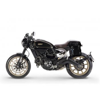 Sacoche latérale en cuir fendu + cadre Ducati Cafe Racer