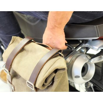 Sacoche latérale en cuir fendu + cadre gauche Ducati Scrambler 1100