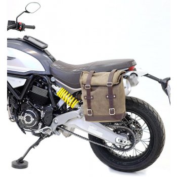Sacoche latérale en cuir fendu + cadre gauche Ducati Scrambler 1100