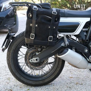 Sacoche latérale en croûte de cuir + cadre droit Ducati Scrambler