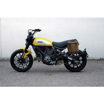 Sacoche latérale en cuir fendu + cadre Ducati Scrambler