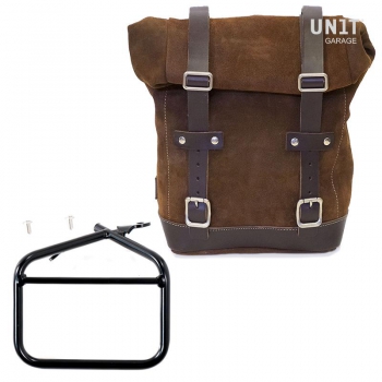 Sacoche latérale en cuir fendu + cadre Ducati Scrambler