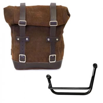 Sacoche latérale en croûte de cuir + cadre gauche Guzzi V85 TT